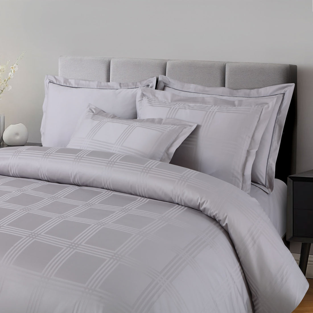 Amalfi Jacquard Duvet Cover Set - Silver Grey