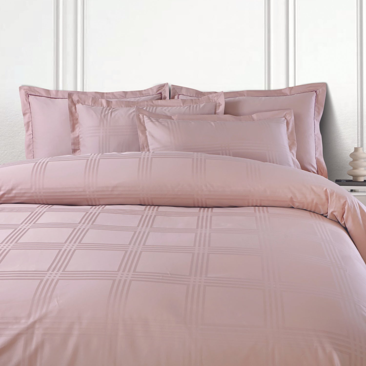 Amalfi Jacquard Duvet Cover Set - Blush Pink