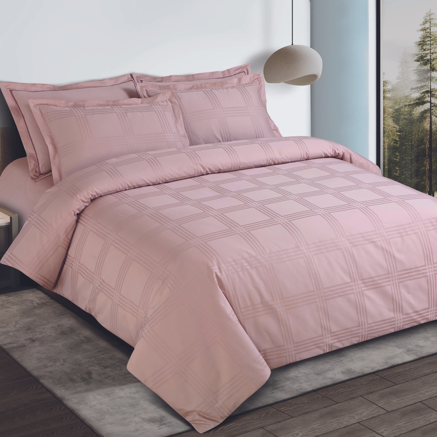 Amalfi Jacquard Duvet Cover Set - Blush Pink