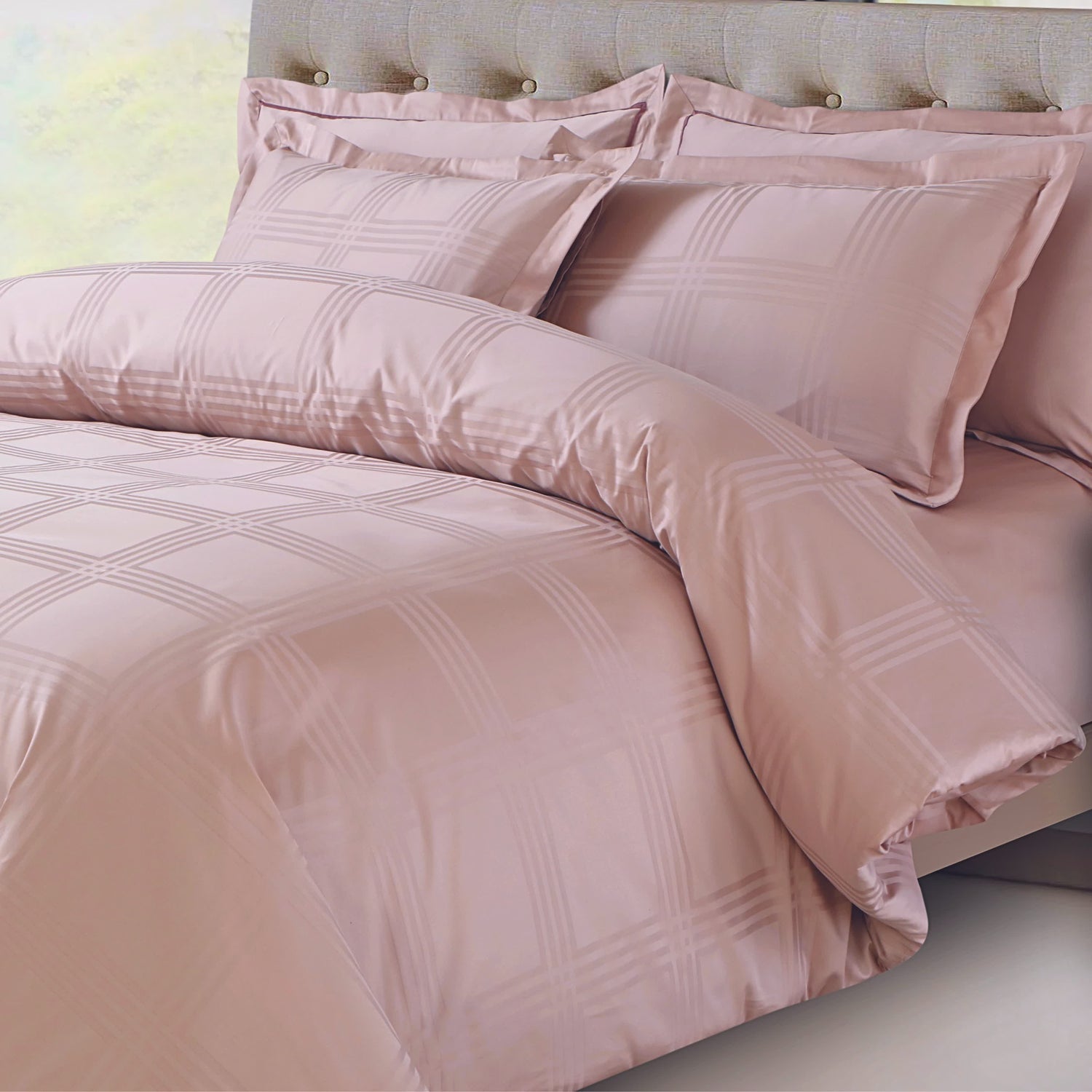 Amalfi Jacquard Duvet Cover Set - Blush Pink
