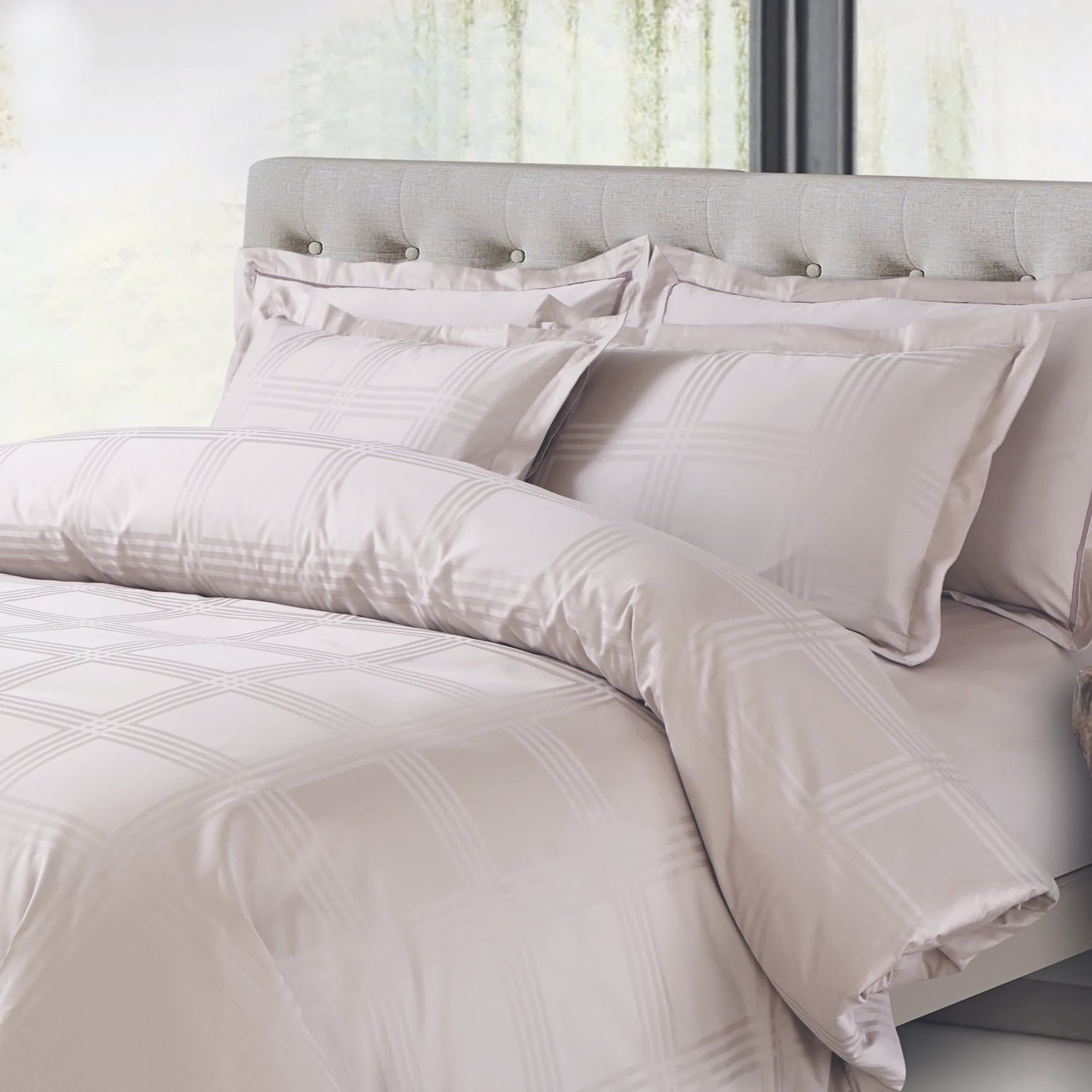 Amalfi Jacquard Duvet Cover Set - Light Peach