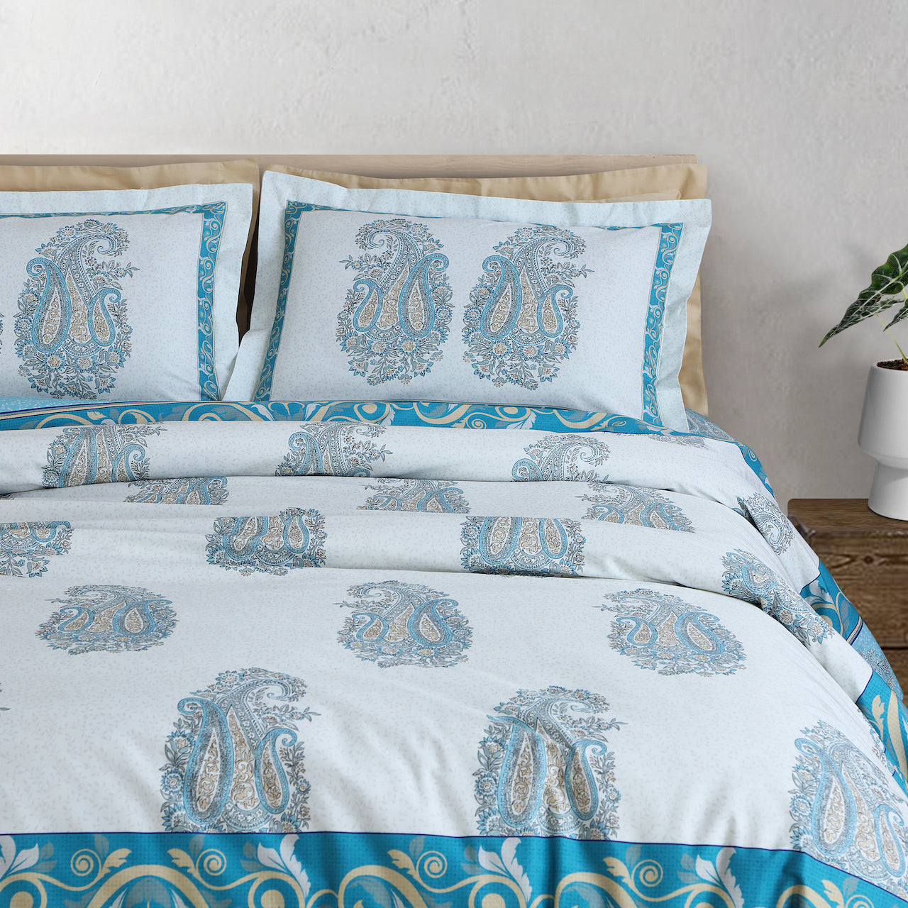 Basel Bedding Collection - White &amp; Blue