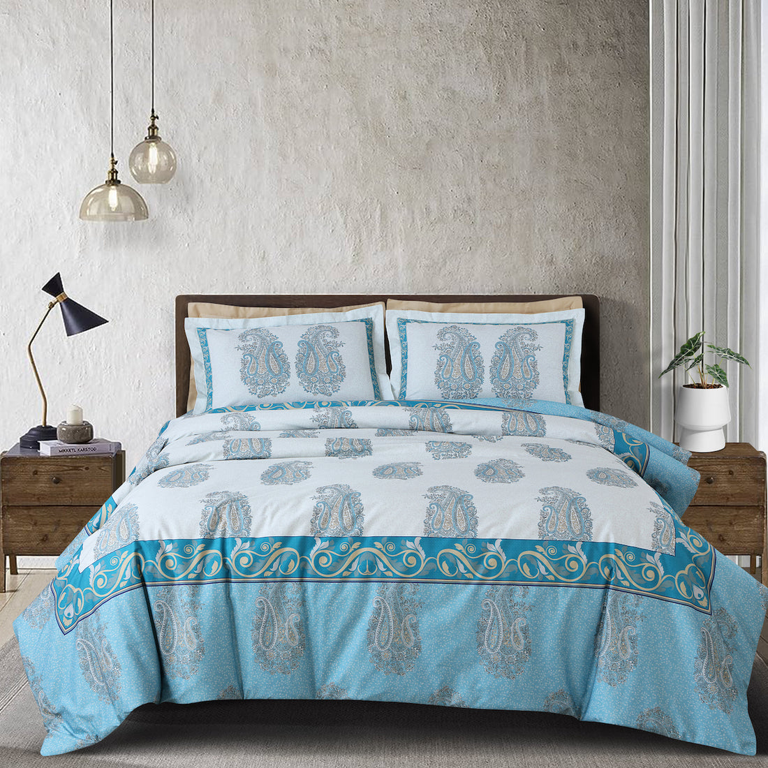 Basel Bedding Collection - White &amp; Blue