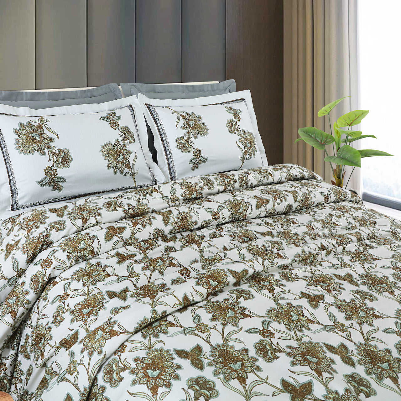 Basel Bedding Collection - Off White/Green