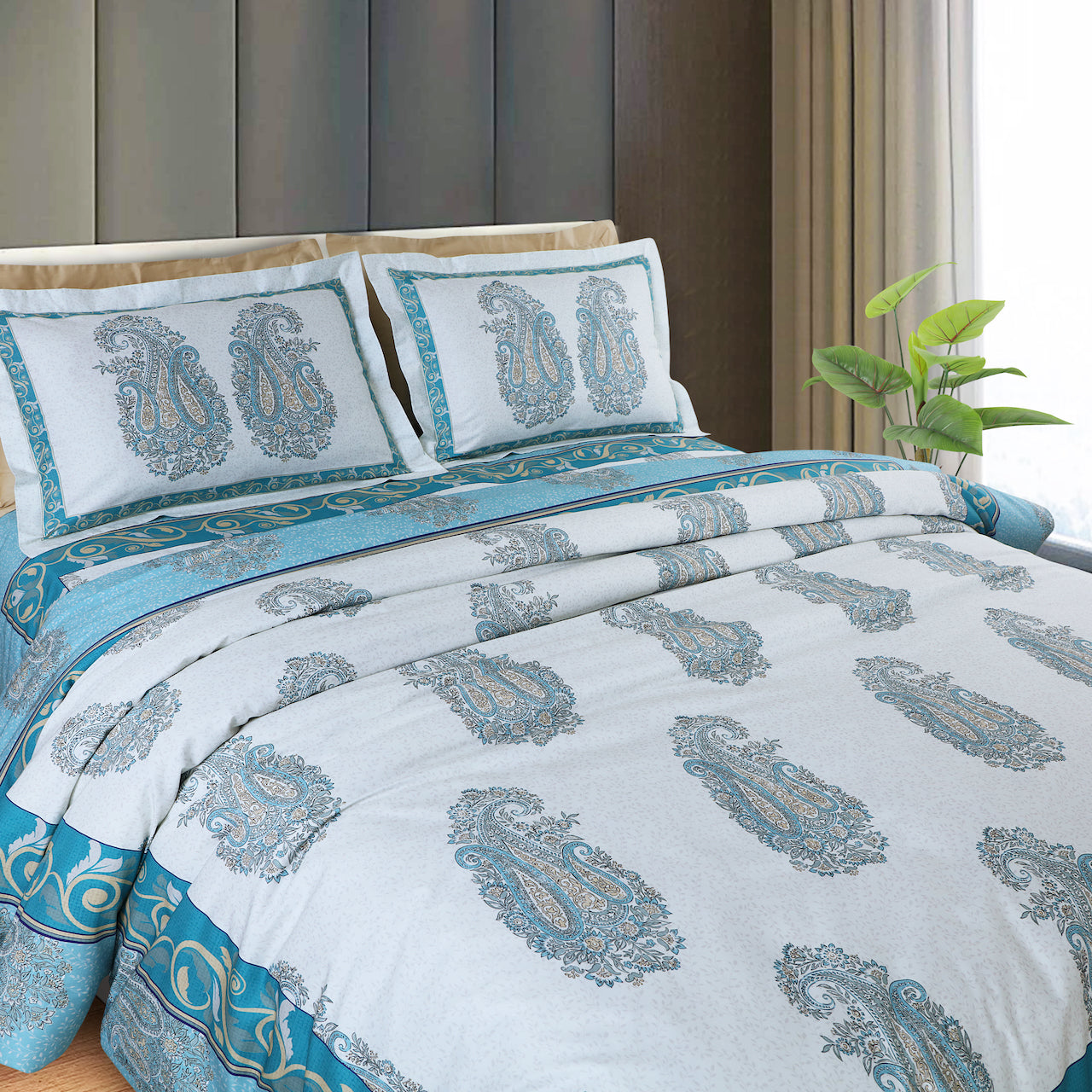 Basel Bedding Collection - White &amp; Blue