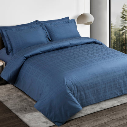 Jacquard King Size Bedsheet with 2 Pillow Covers-Blue