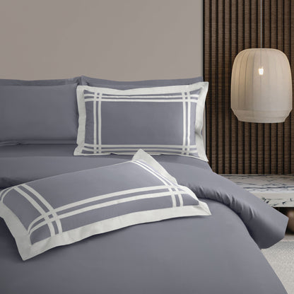 King Size Duvet Cover with Bedsheet and 4 Pillow Covers-Grey
