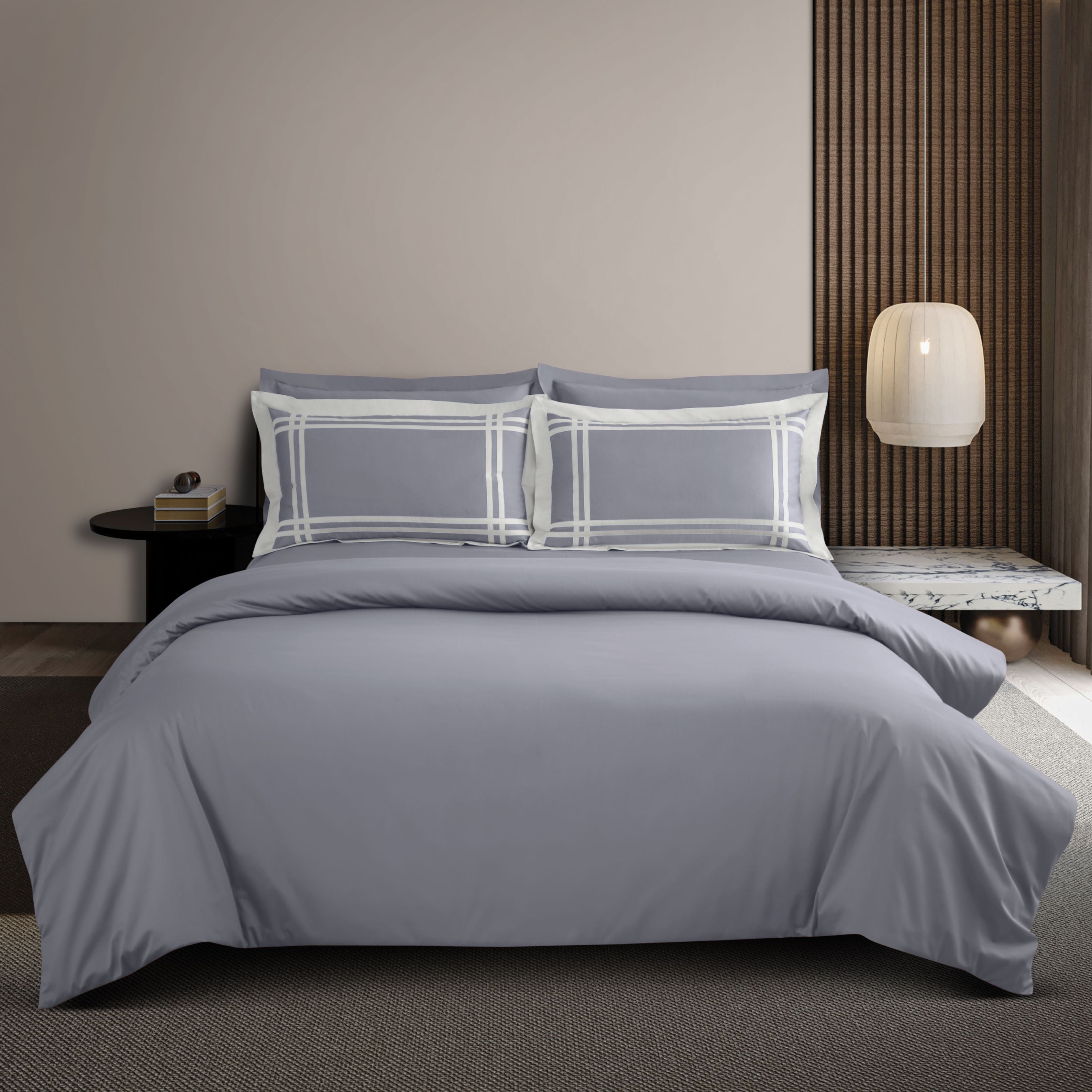 Jacquard King Size Bedsheet with 2 Pillow Covers-Grey
