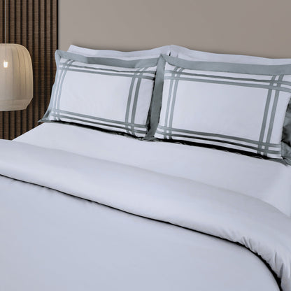 Jacquard King Size Bedsheet with 2 Pillow Covers-Silver Grey