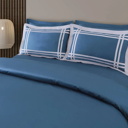 King Size Duvet Cover with Bedsheet and 4 Pillow Covers-Blue