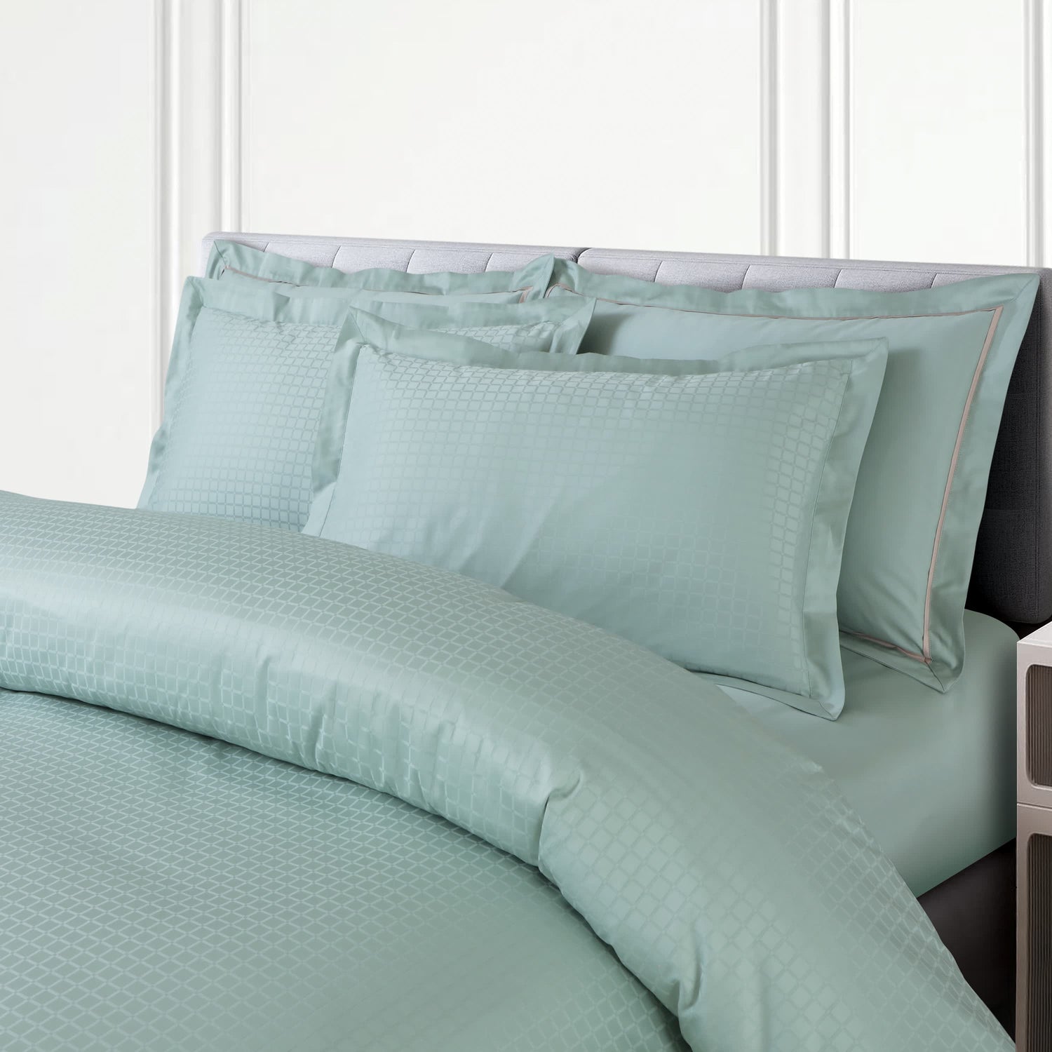 Como Jacquard Duvet Cover Set - Mint Green