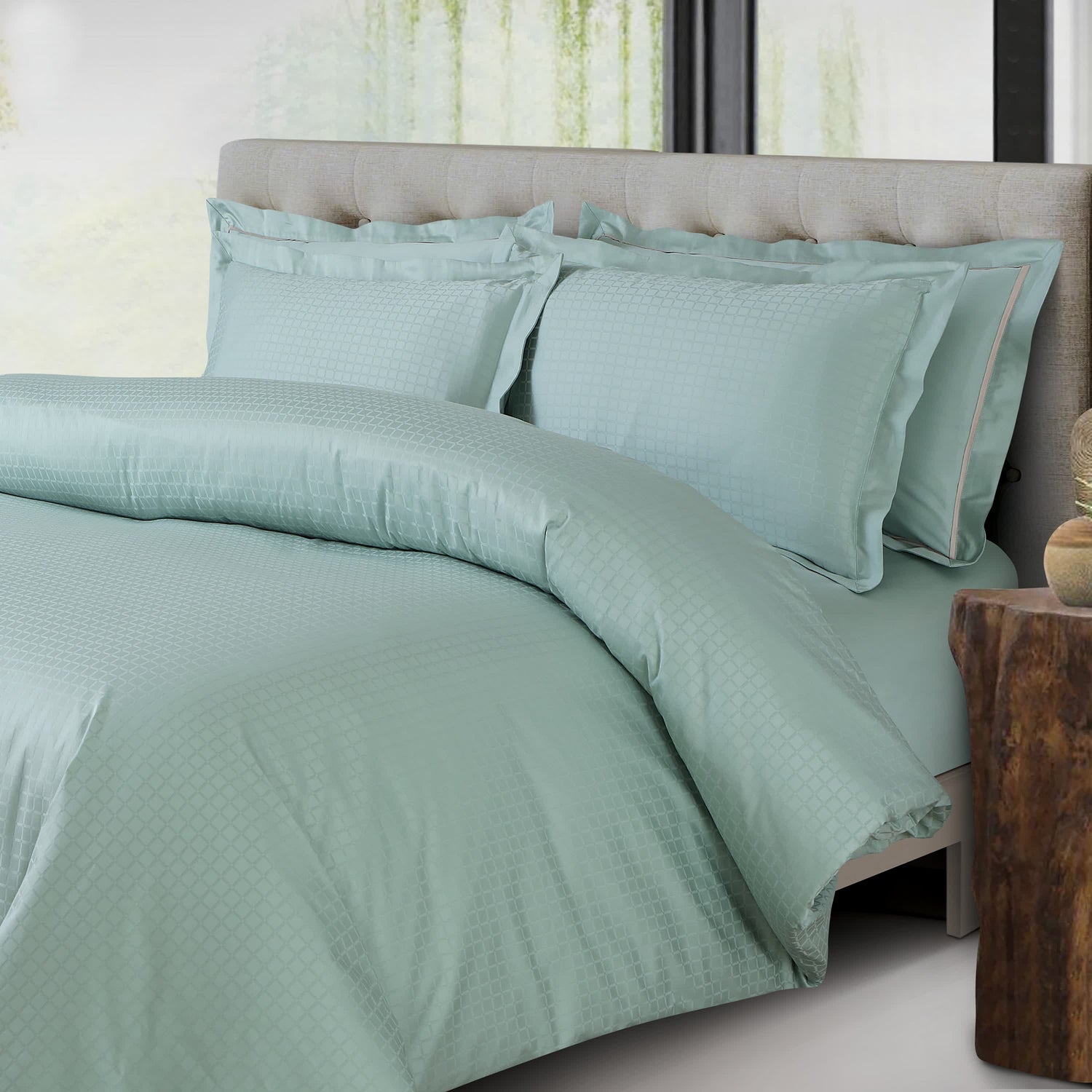 Como Jacquard Duvet Cover Set - Mint Green