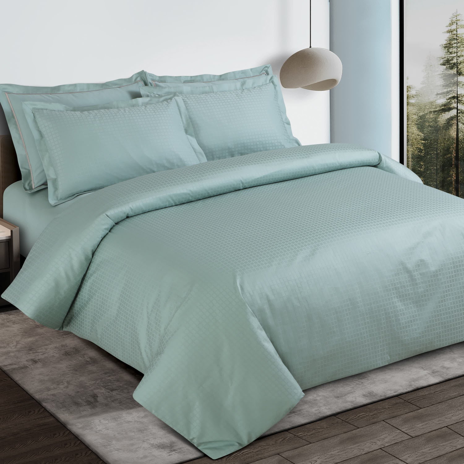 Como Jacquard Bedsheet - Mint Green