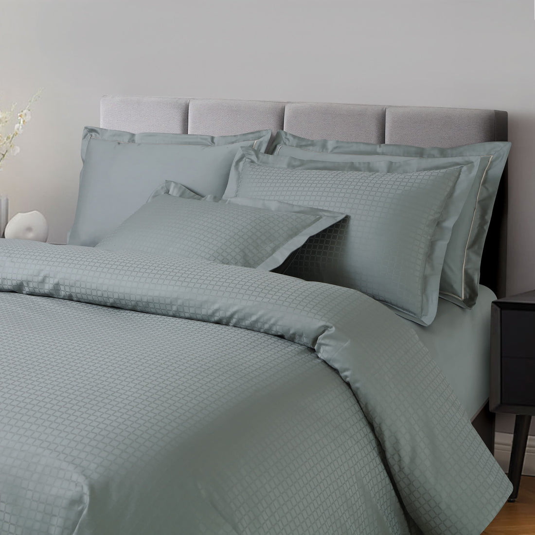 Como Jacquard Duvet Cover Set - Olive Green