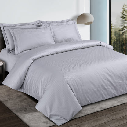 Jacquard King Size Bedsheet with 2 Pillow Covers-Silver Grey