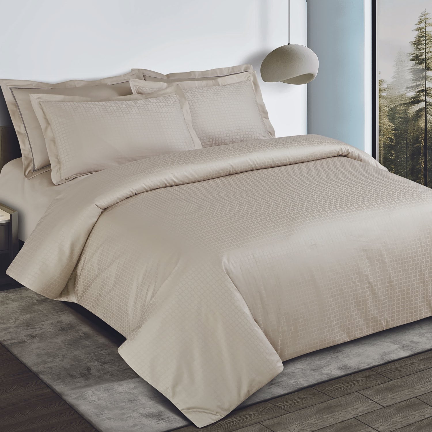 Como Jacquard Bedsheet - Olive Beige