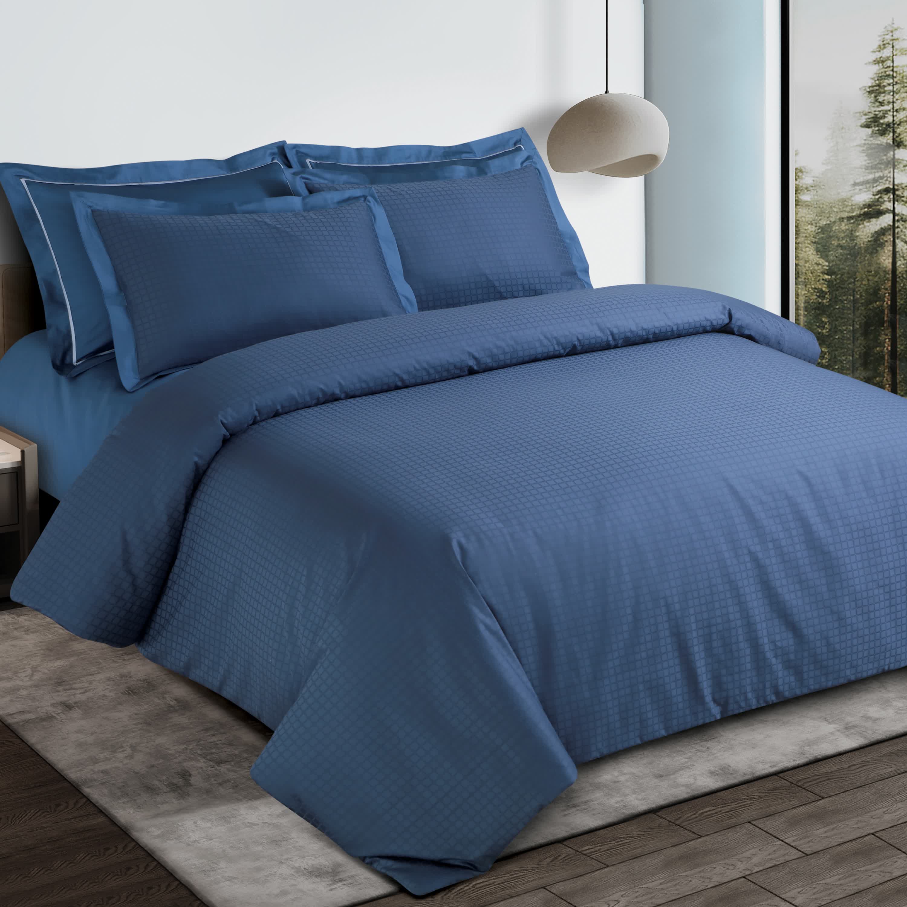 Como Jacquard Bedsheet - Legion Blue