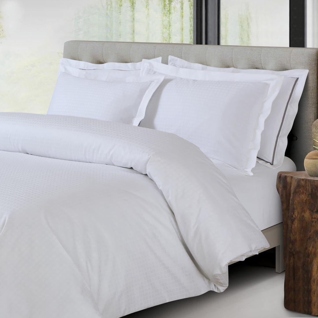 Como Jacquard Duvet Cover Set - Brilliant White