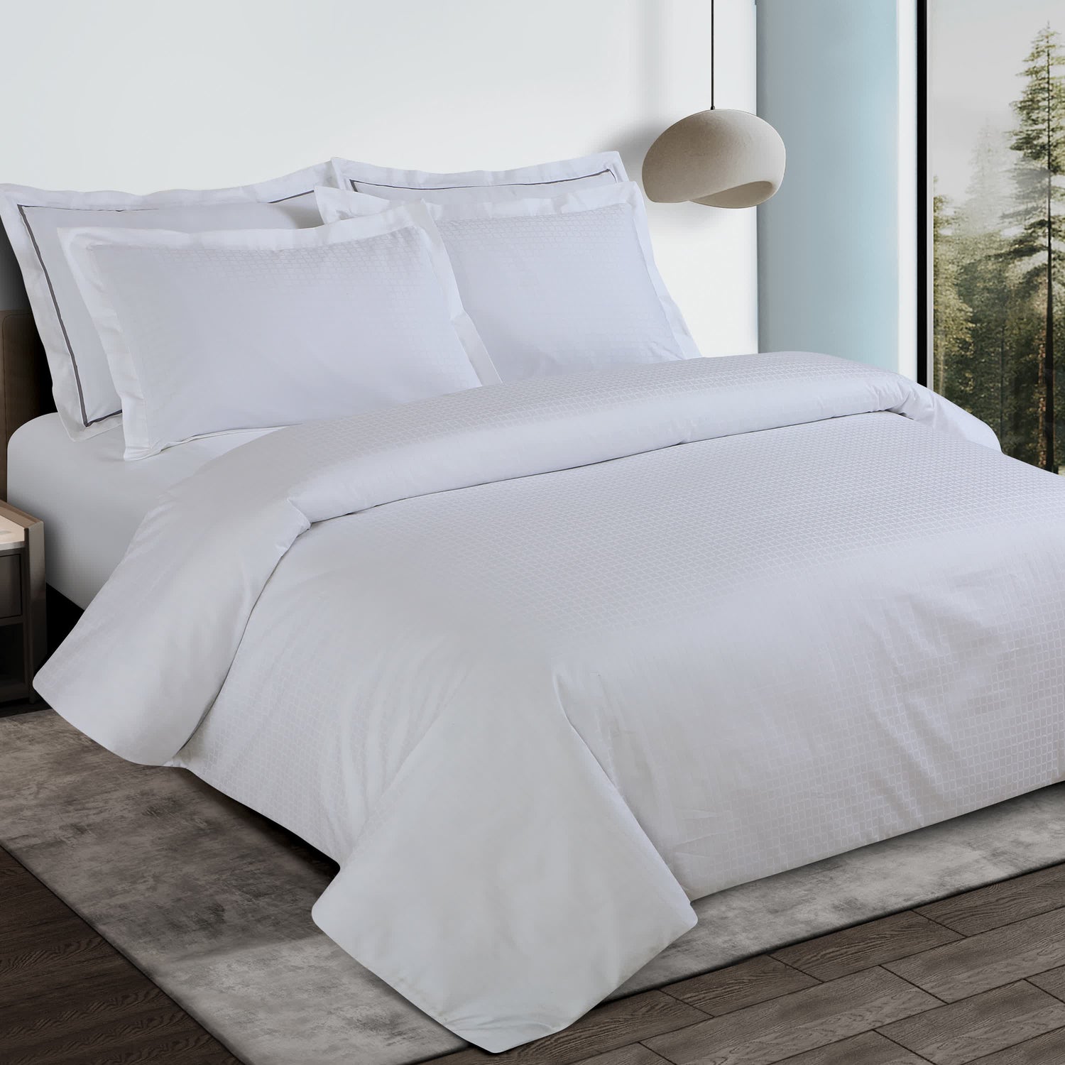 Como Jacquard Bedsheet - Brilliant White