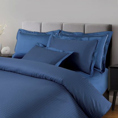 Jacquard King Size Bedsheet with 2 Pillow Covers-Blue