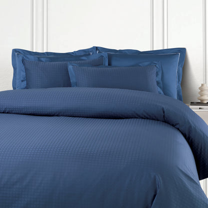 Jacquard King Size Bedsheet with 2 Pillow Covers-Blue