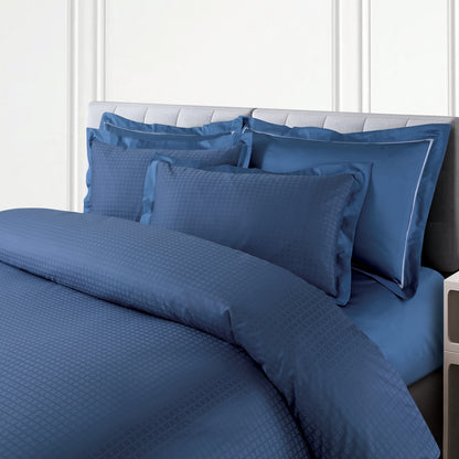 Jacquard King Size Bedsheet with 2 Pillow Covers-Blue