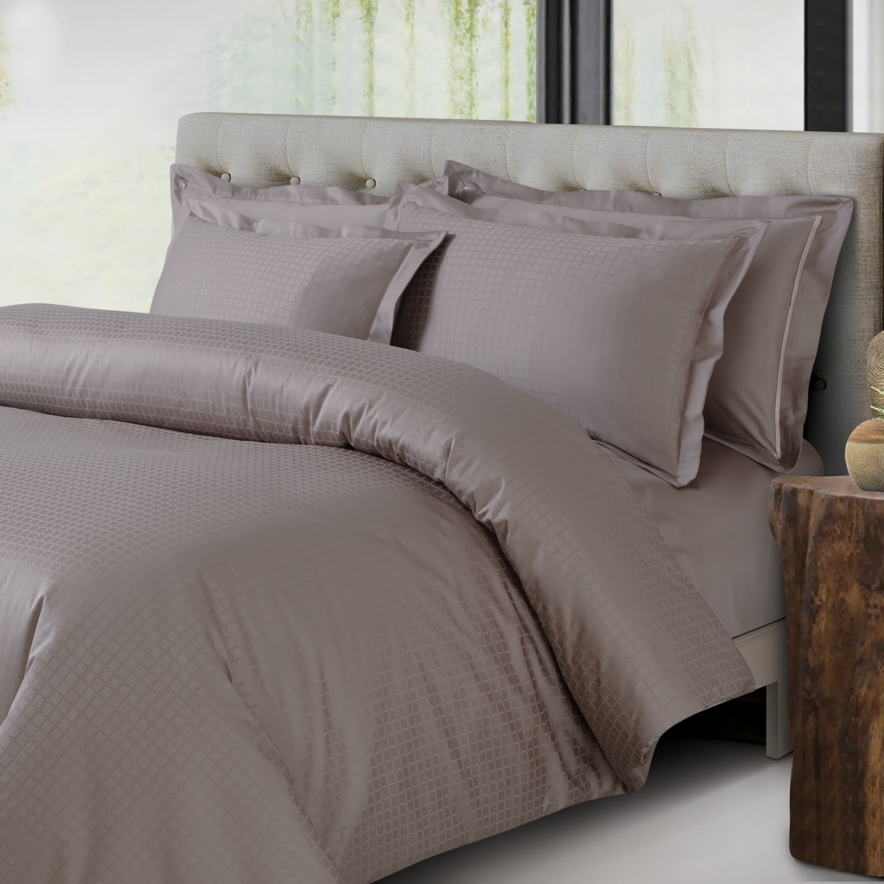 Como Jacquard Bedsheet - Taupe Brown