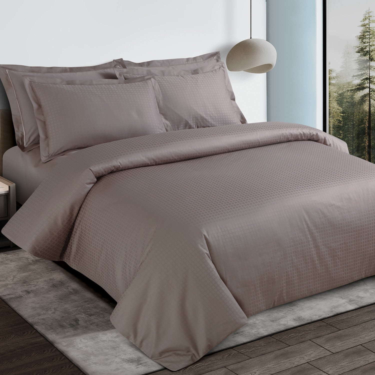 Como Jacquard Duvet Cover Set - Taupe Brown