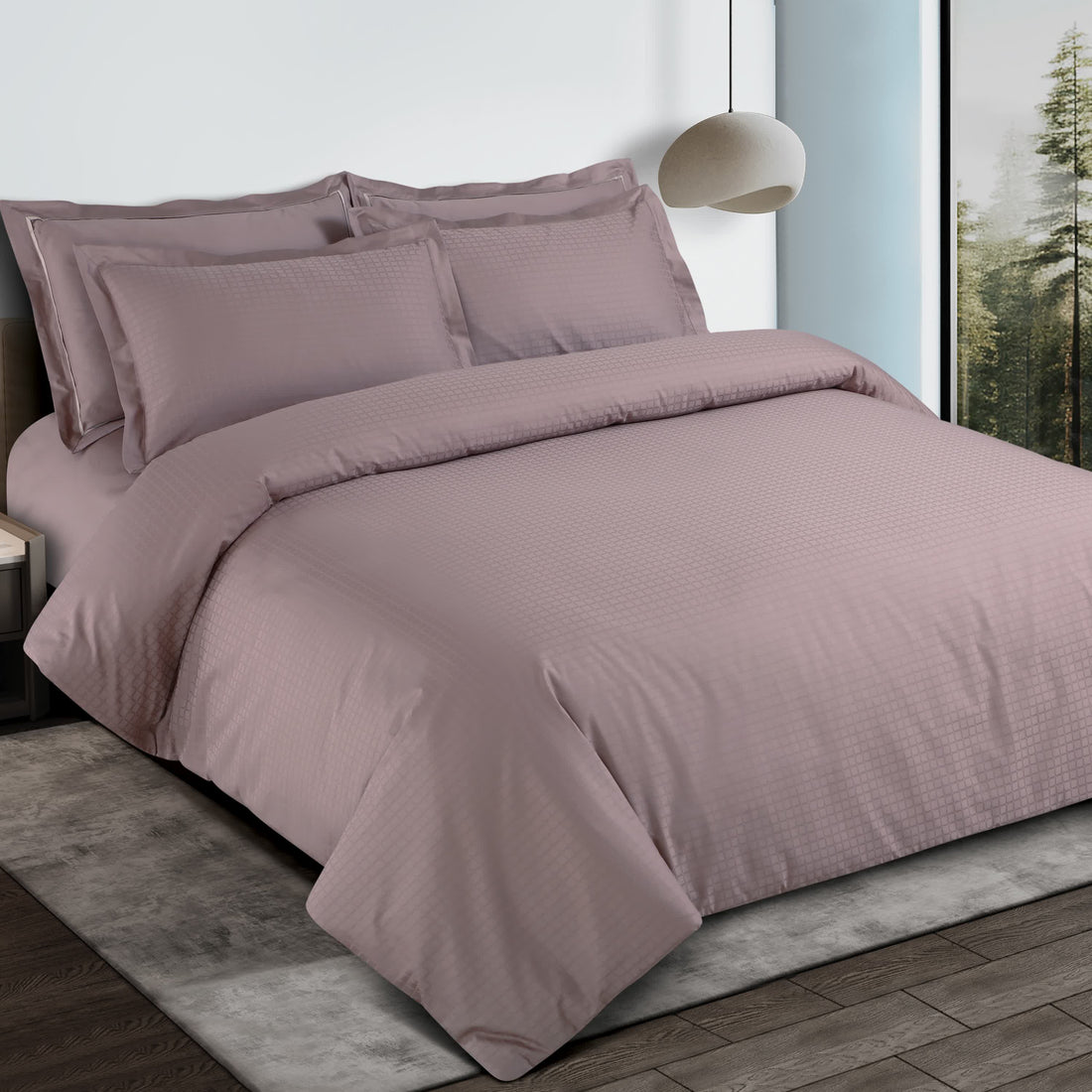 Como Jacquard Duvet Cover Set - Wine