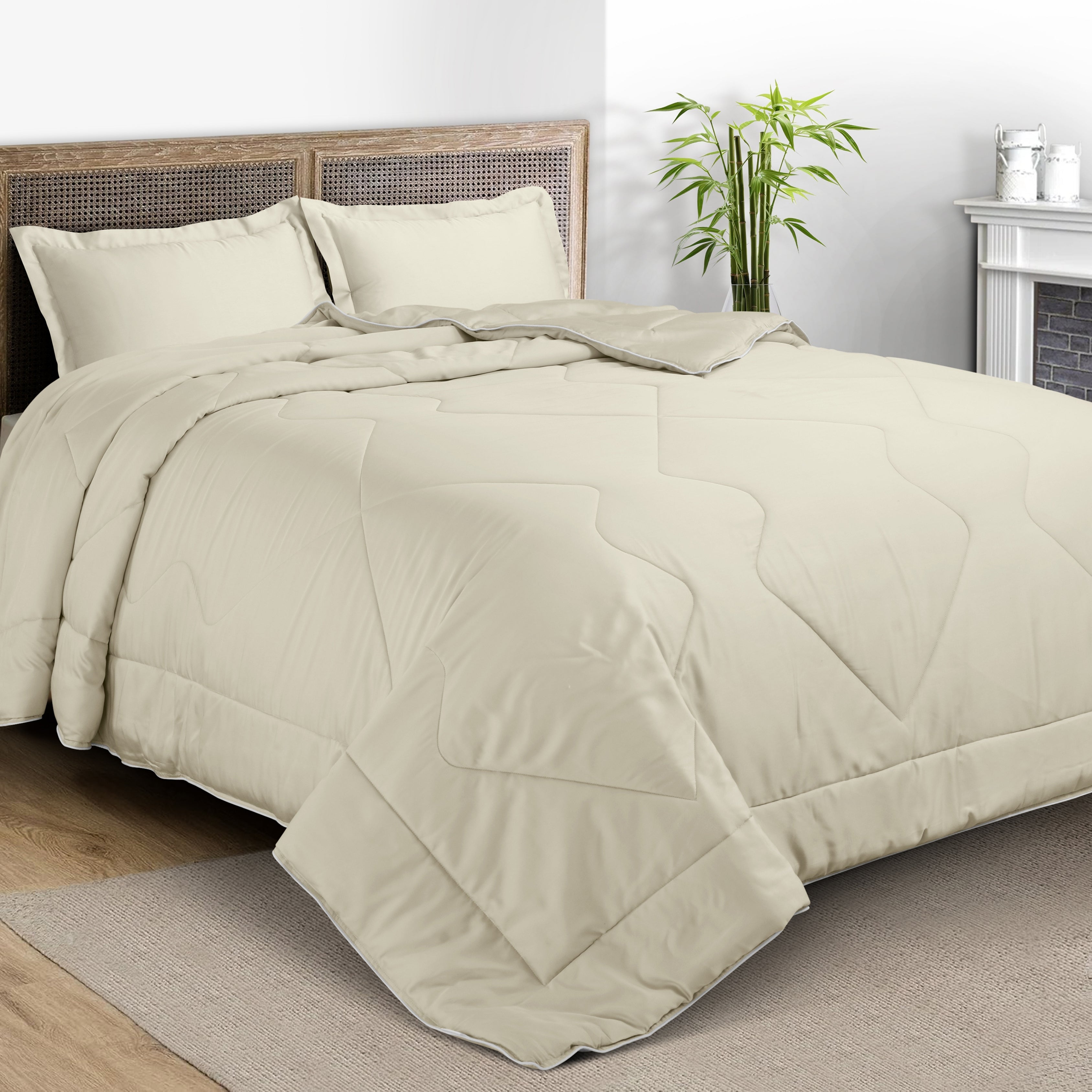 Eco-Luxe King Size Bamboo Comforter-Olive Beige