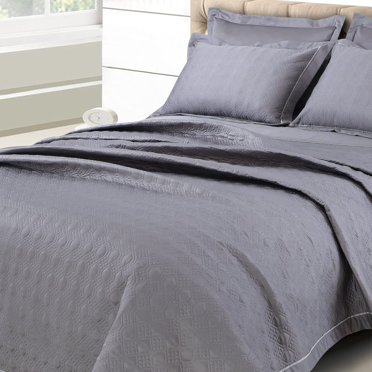 Kairo Quilted Bedcover - Grey