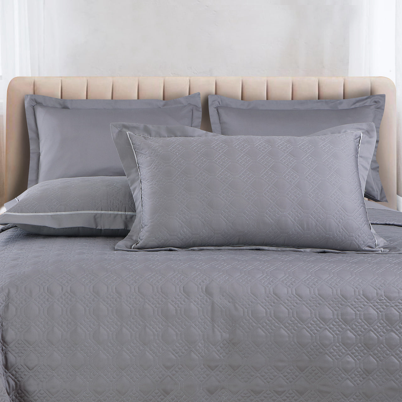 Kairo Quilted Bedcover - Grey