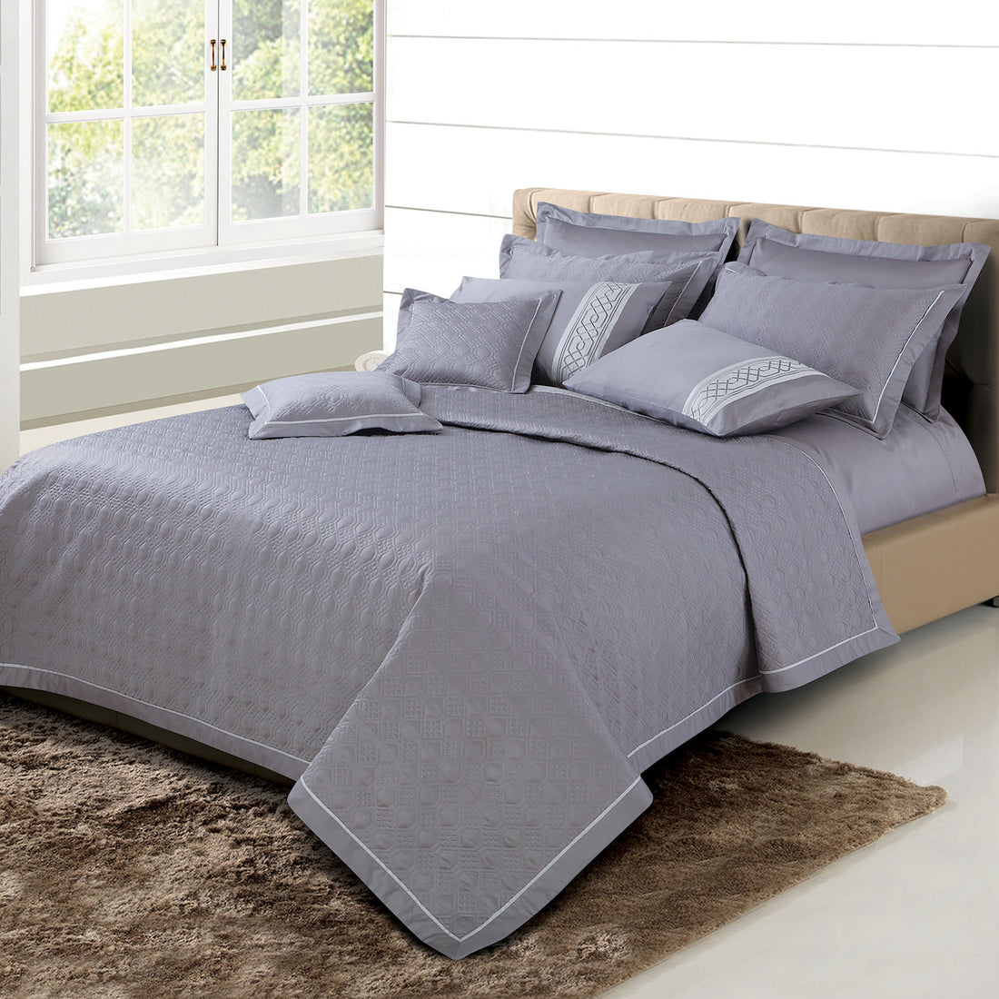 Kairo Quilted Bedcover - Grey