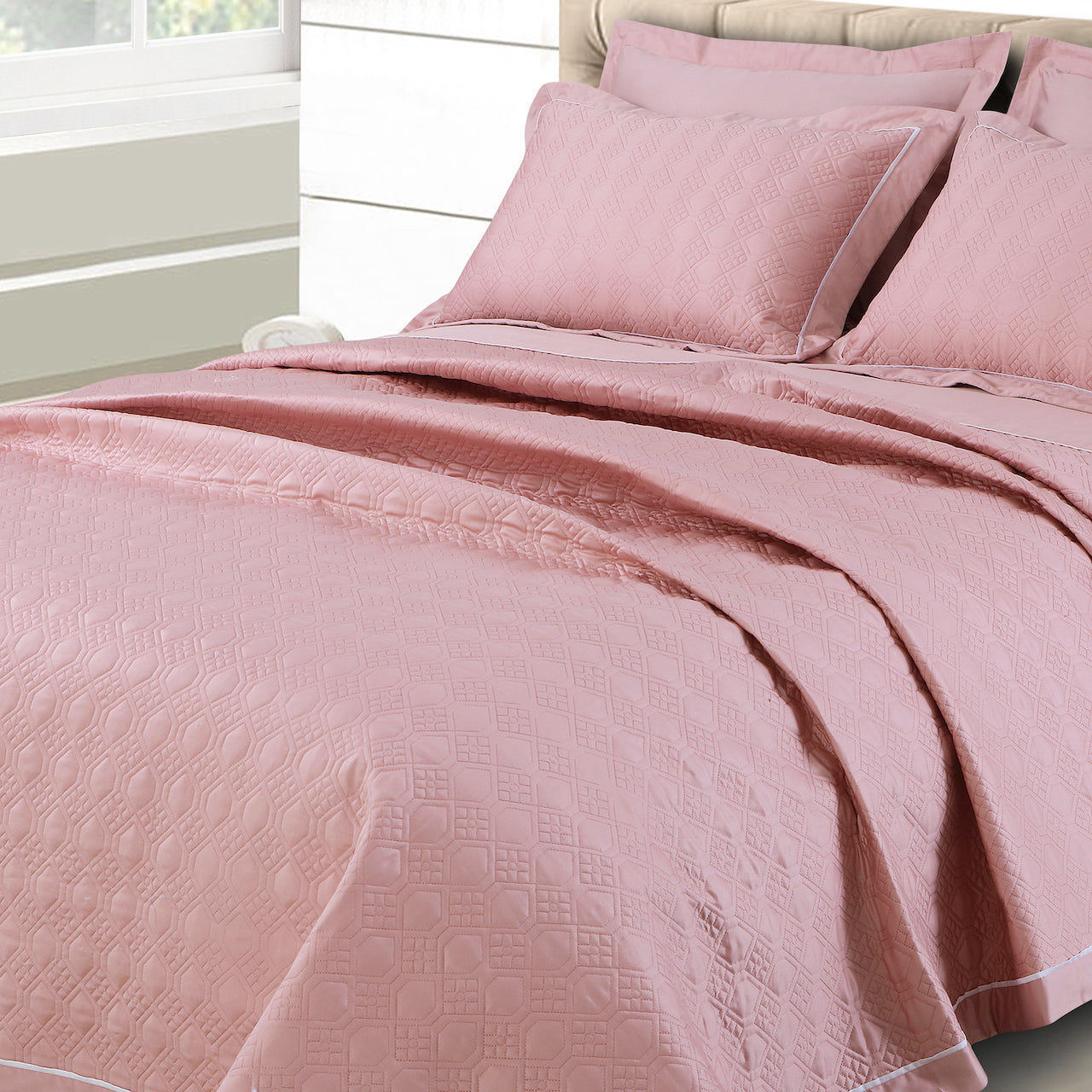 Kairo Quilted Bedcover - Rose Pink