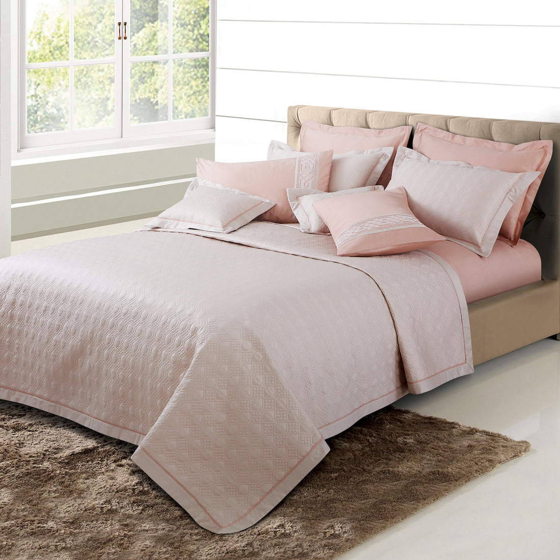 Kairo Quilted Bedcover - Almond Beige