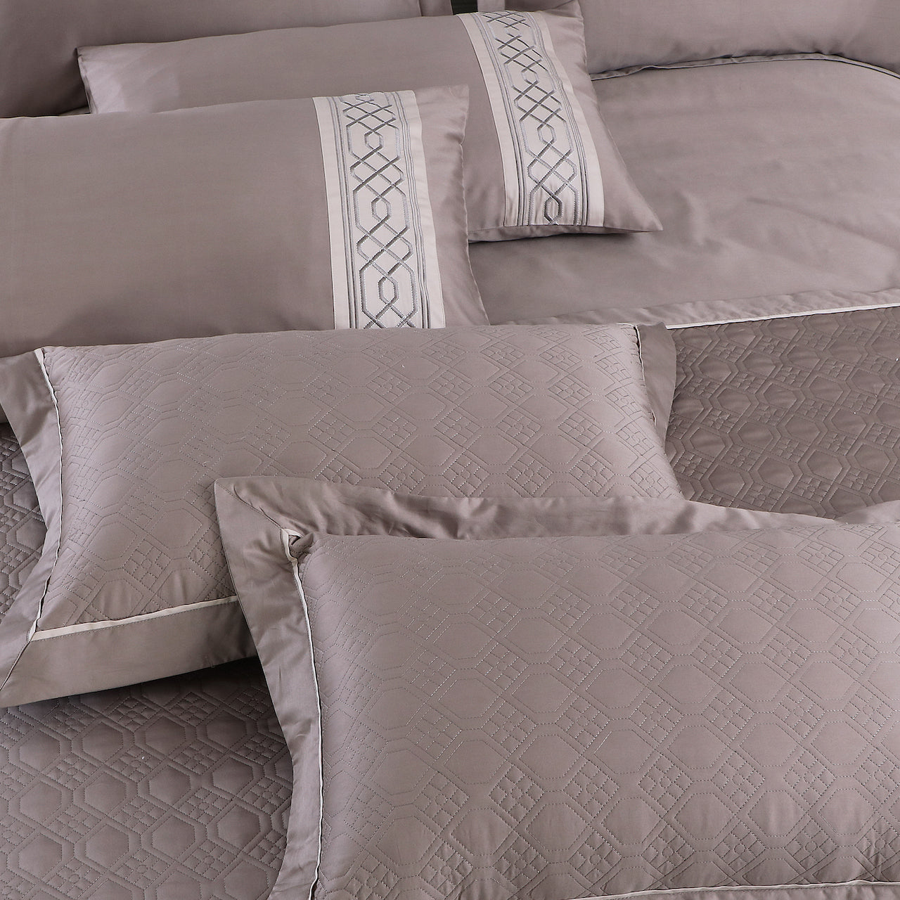 Kairo Quilted Bedcover - Taupe Brown