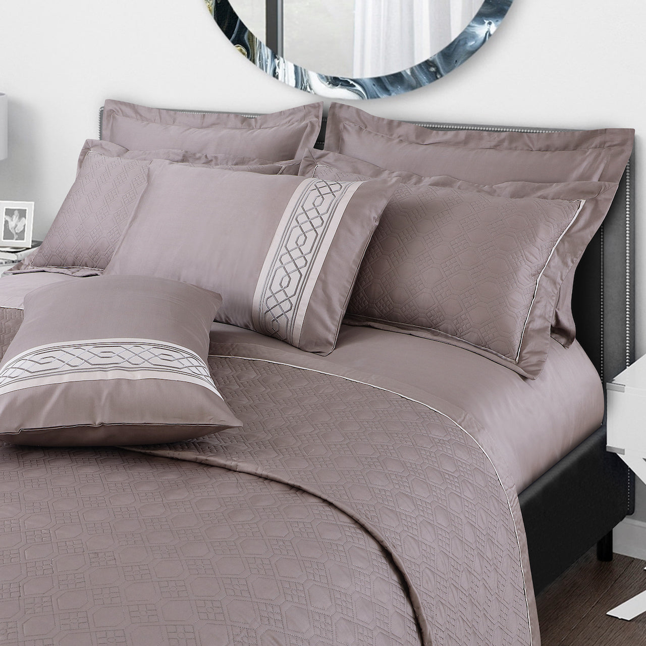 Kairo Quilted Bedcover - Taupe Brown