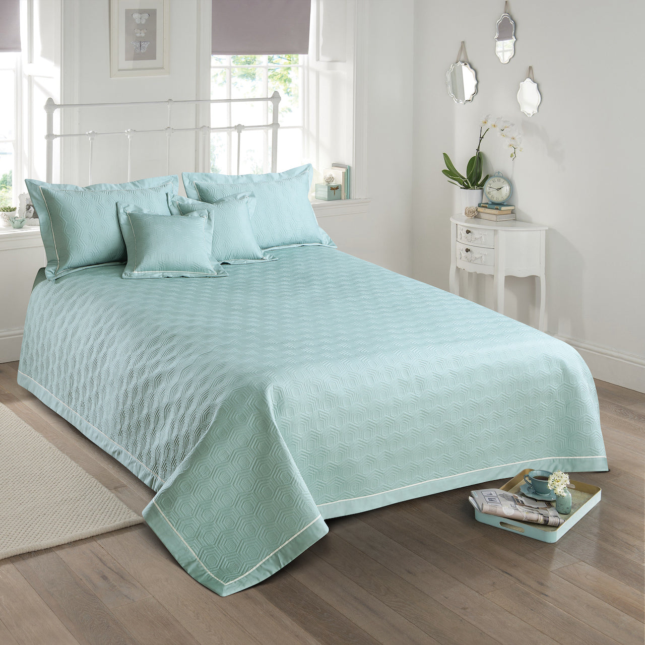 Kairo Quilted Bedcover - Mint Green