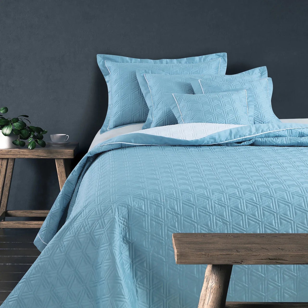 Kairo Quilted Bedcover - Blue