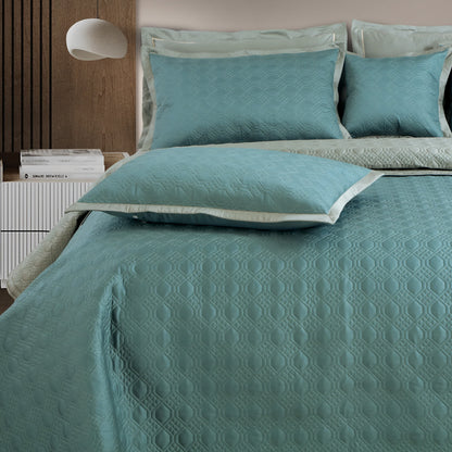 Luxe Reversible Bedspread Set - Teal &amp; Olive Green