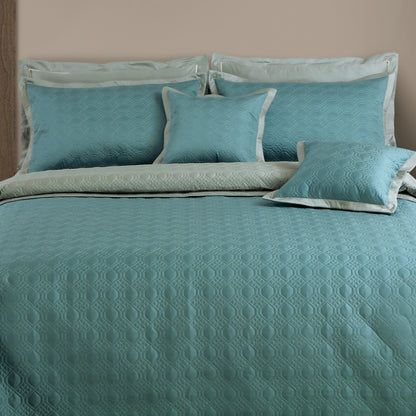 Luxe Reversible Bedspread Set - Teal &amp; Olive Green