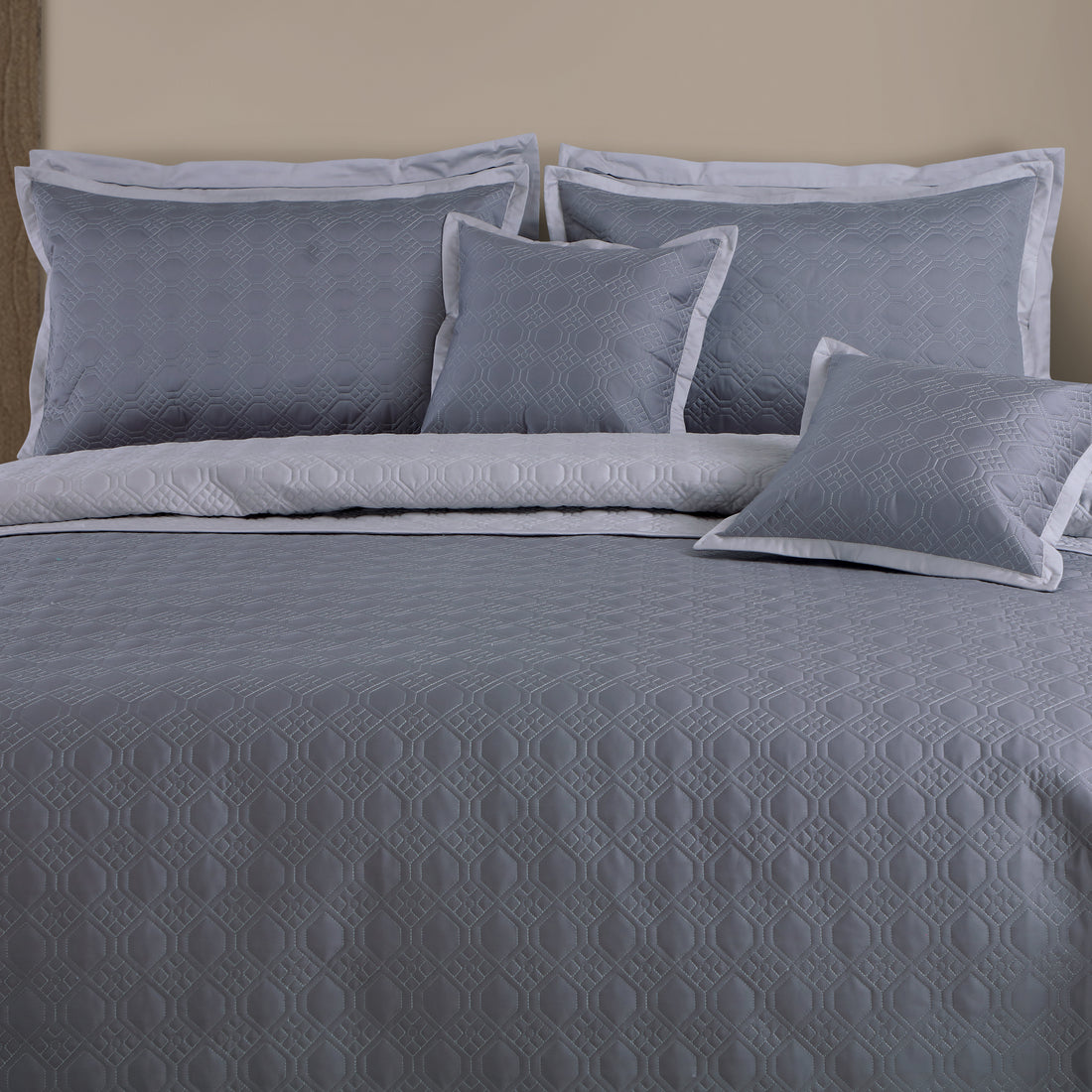 Luxe Reversible 8 Piece Bedspread Set-Grey &amp; Silver Grey