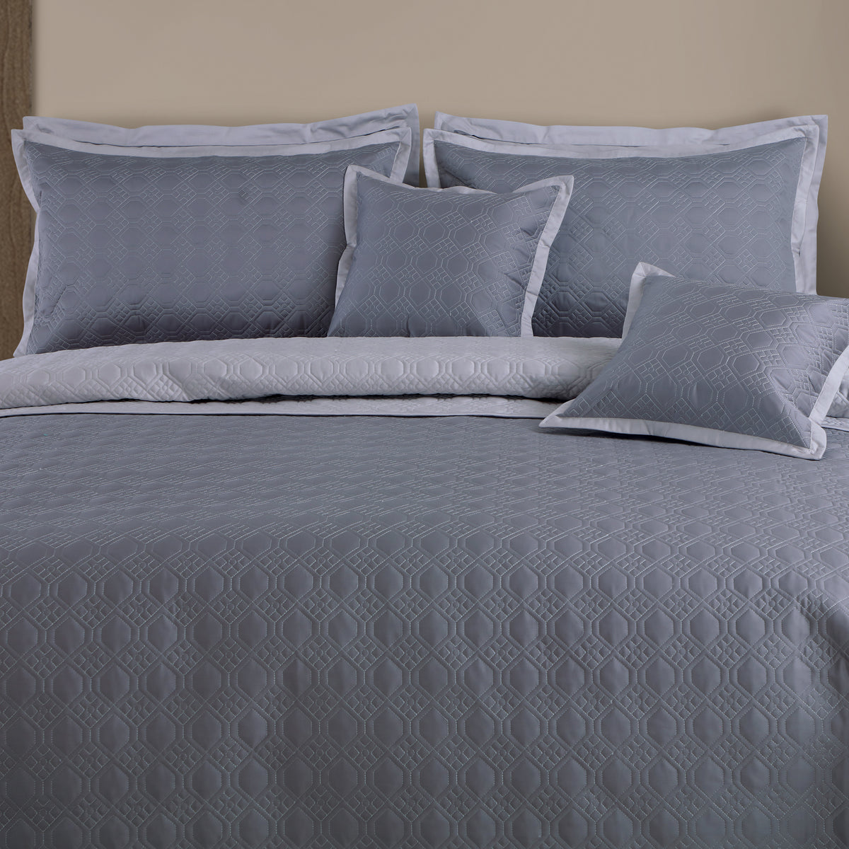 Luxe Reversible 8 Piece Bedspread Set-Grey &amp; Silver Grey
