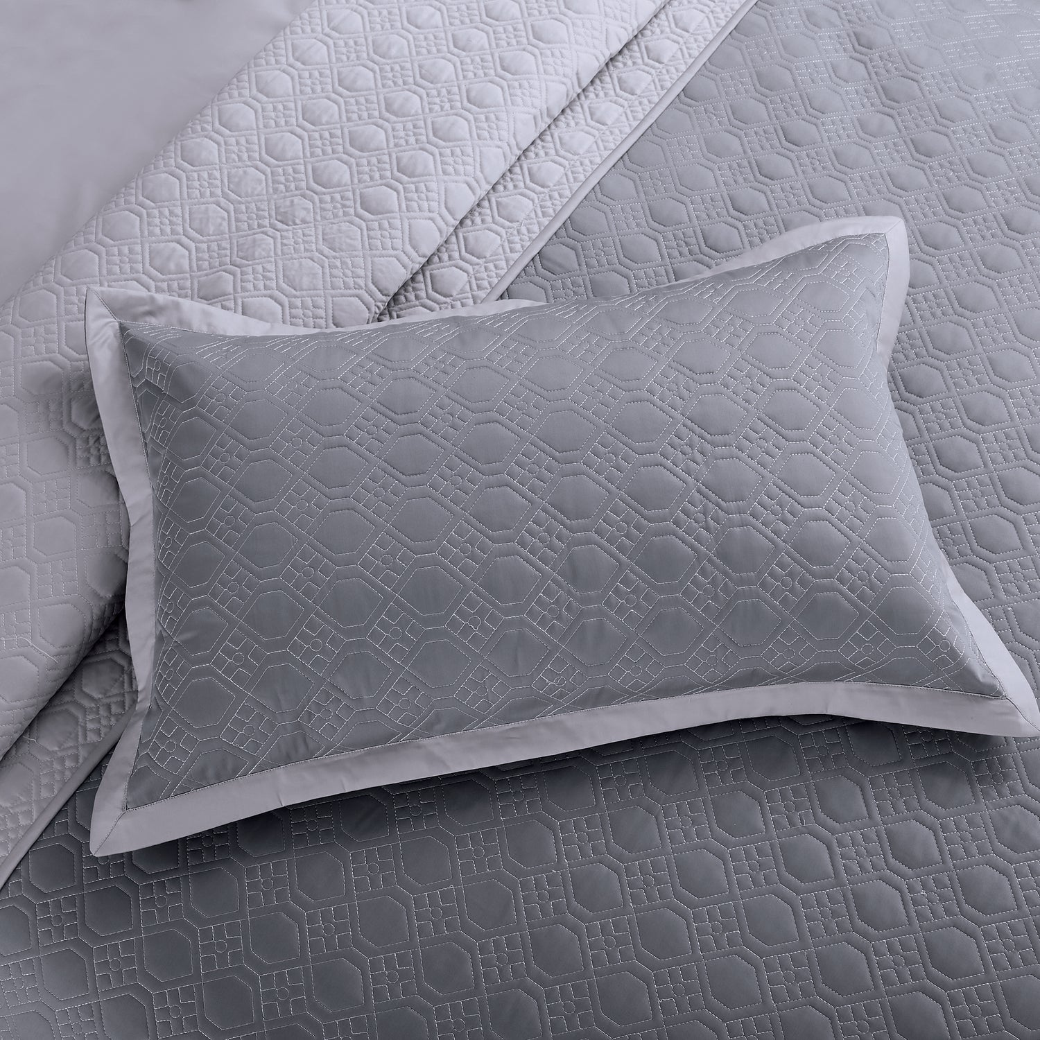 Luxe Reversible 8 Piece Bedspread Set-Grey &amp; Silver Grey