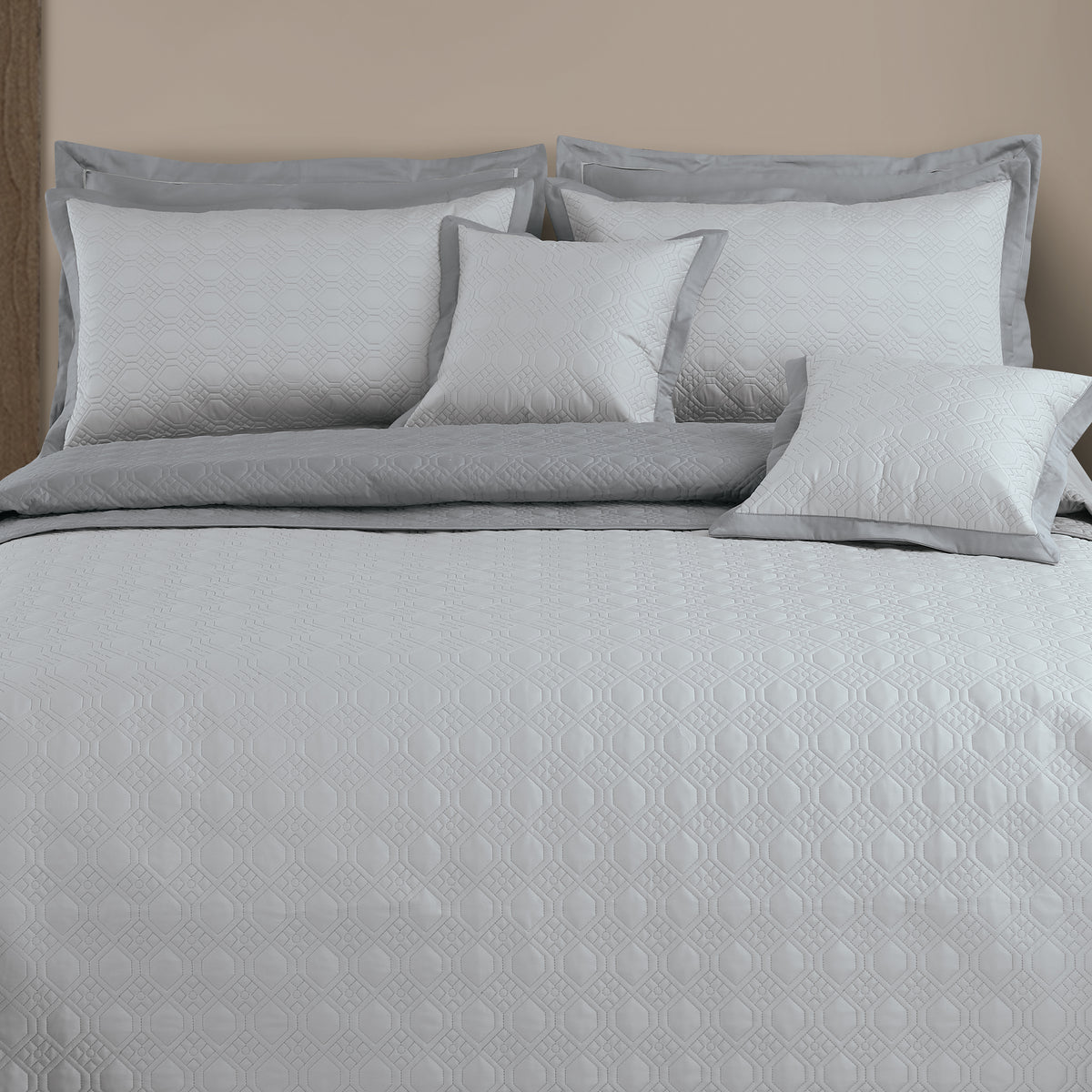 Luxe Reversible 8 Piece Bedspread Set-Silver Grey &amp; Grey