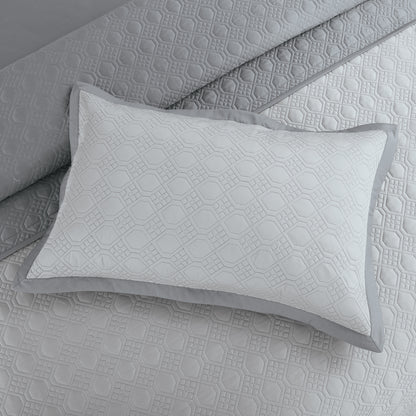 Luxe Reversible 8 Piece Bedspread Set-Silver Grey &amp; Grey