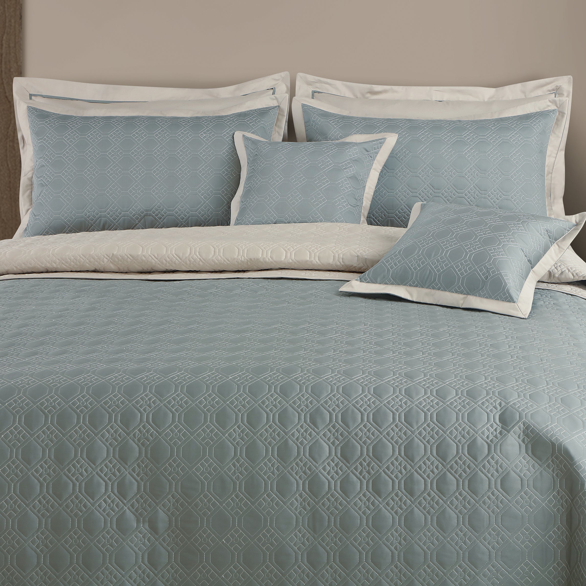 Luxe Reversible 8 Piece Bedspread Set-Olive Green &amp; Olive Beige