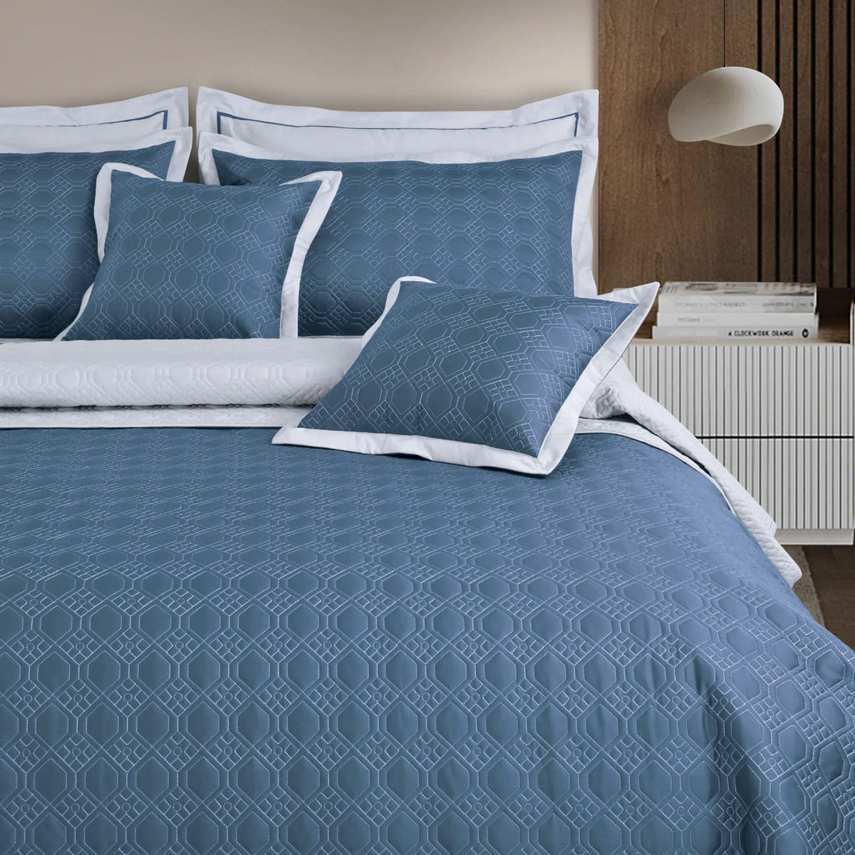 Luxe Reversible 8 Piece Bedspread Set-Blue &amp; Silver Grey