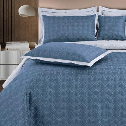 Luxe Reversible 8 Piece Bedspread Set-Blue &amp; Silver Grey