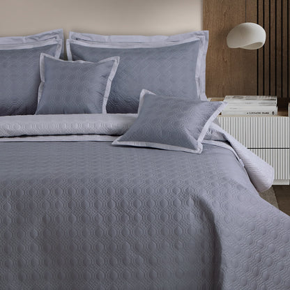 Luxe Reversible Bedspread Set - Grey &amp; Silver Grey